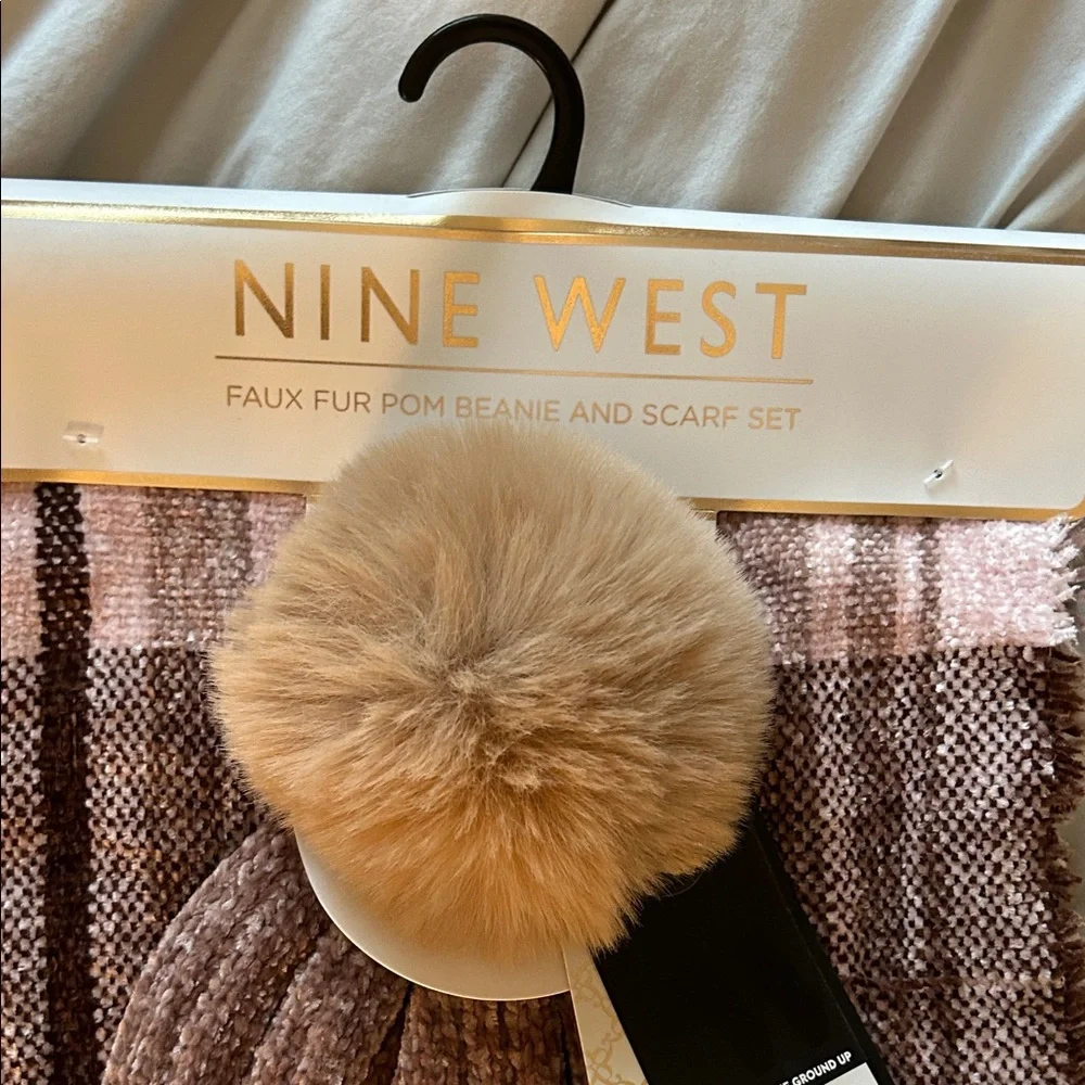 Free With Purchase!!! Nine West Tan and Brown and pink Knit Hat and Scarf Set